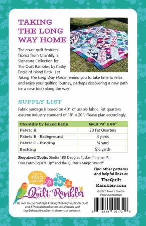 Back of the Taking The Long Way Home Quilt Pattern by The Quilt Rambler