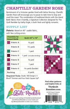 Back of the Chantilly Garden Rose Quilt Pattern by The Quilt Rambler