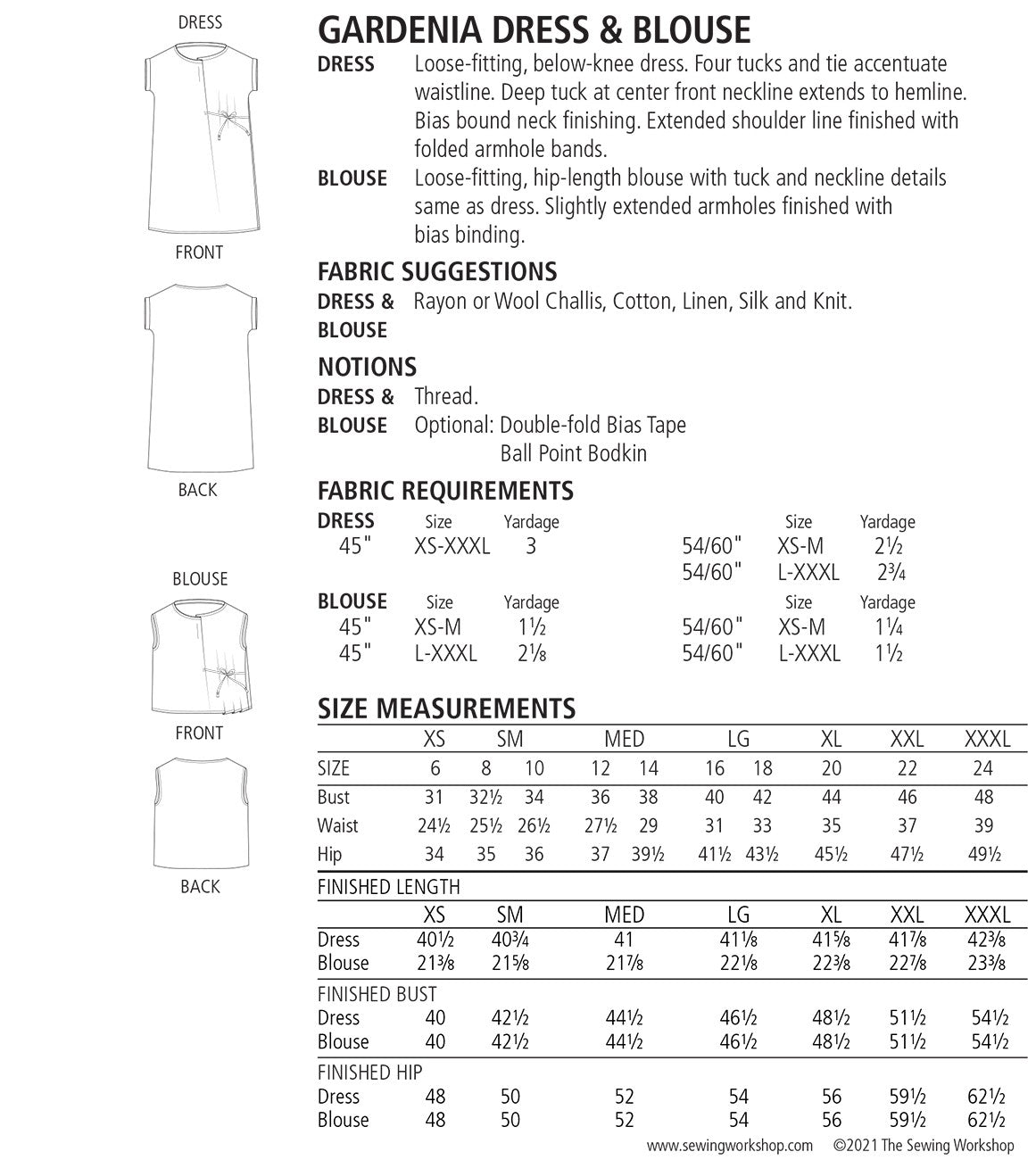 Back of the Gardenia Dress & Blouse Pattern