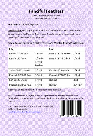 Back of the Fanciful Feathers Quilt Pattern by Tourmaline & Thyme Quilts