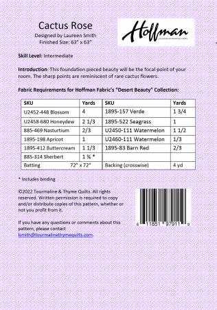 Back of the Cactus Rose Quilt Pattern by Tourmaline & Thyme Quilts