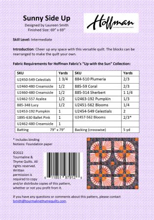 Back of the Sunny Side Up Quilt Pattern by Tourmaline & Thyme Quilts