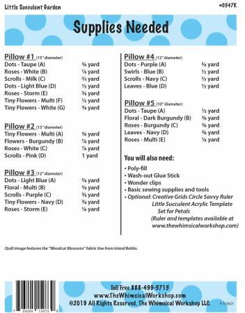 Back of the Little Succulents Pillows Pattern by The Whimsical Workshop