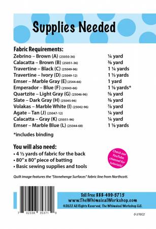 Back of the Stone Points Quilt Pattern by The Whimsical Workshop