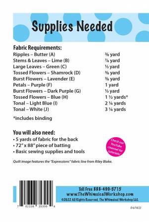 Back of the Skipping Stones Quilt Pattern by The Whimsical Workshop