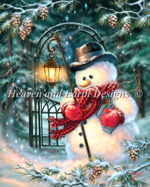 The Enchanted Christmas Snowman Cross Stitch By Dona Gelsinger