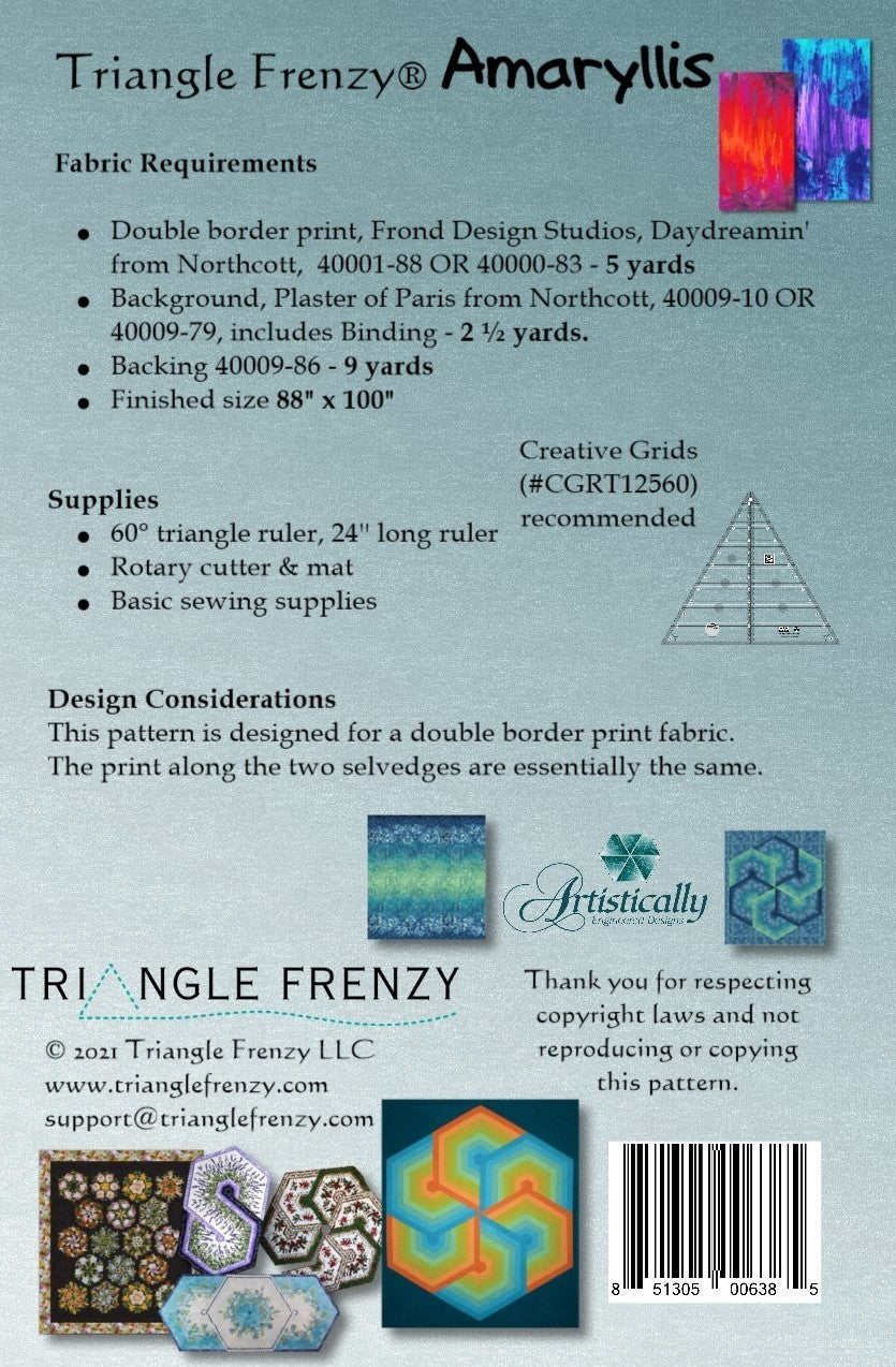 Back of the Amaryllis Quilt Pattern by Triangle Frenzy
