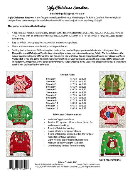 Ugly Christmas Sweaters Downloadable Pattern for Machine Embroidery