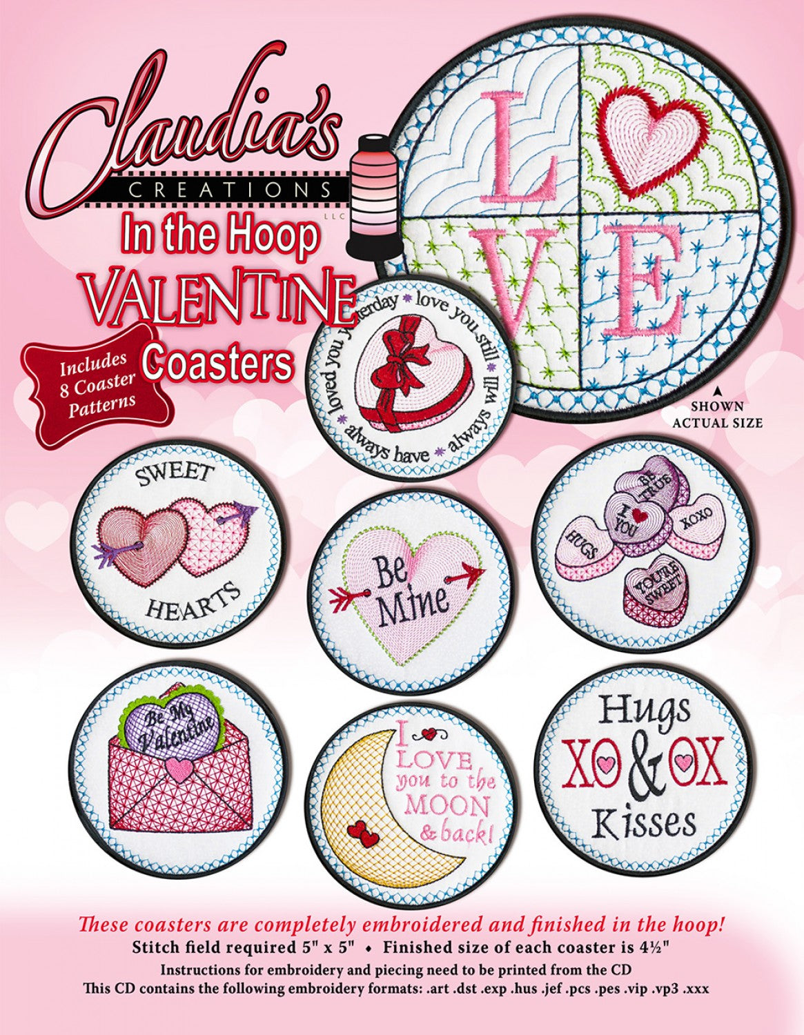 In The Hoop Valentine Coasters