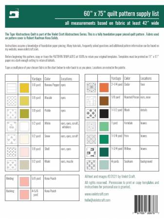 Back of the The Tiger Abstractions Quilt by Violet Craft