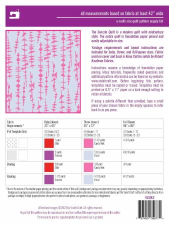 Back of the The Swizzle Quilt by Violet Craft