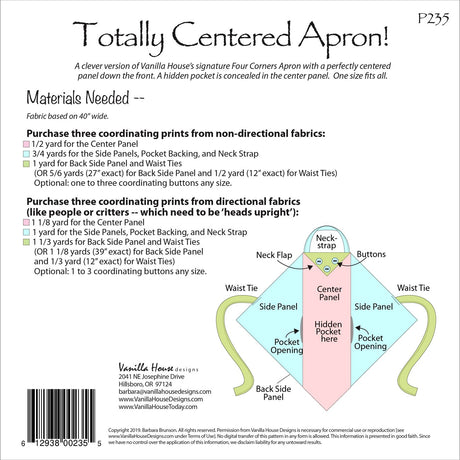 Back of the Totally Centered Apron by Vanilla House