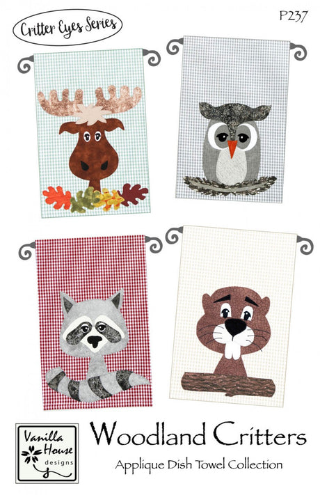 Woodland Critters Applique Dish Towel