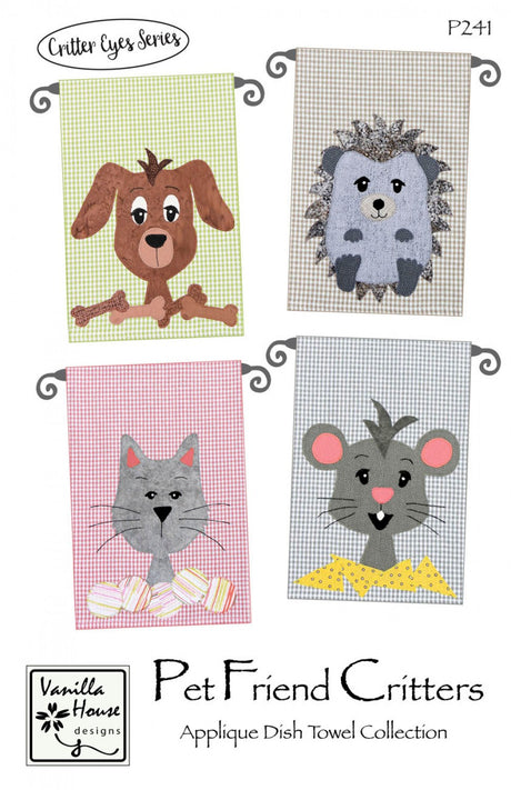 Pet Friend Critters Applique Dish Towel