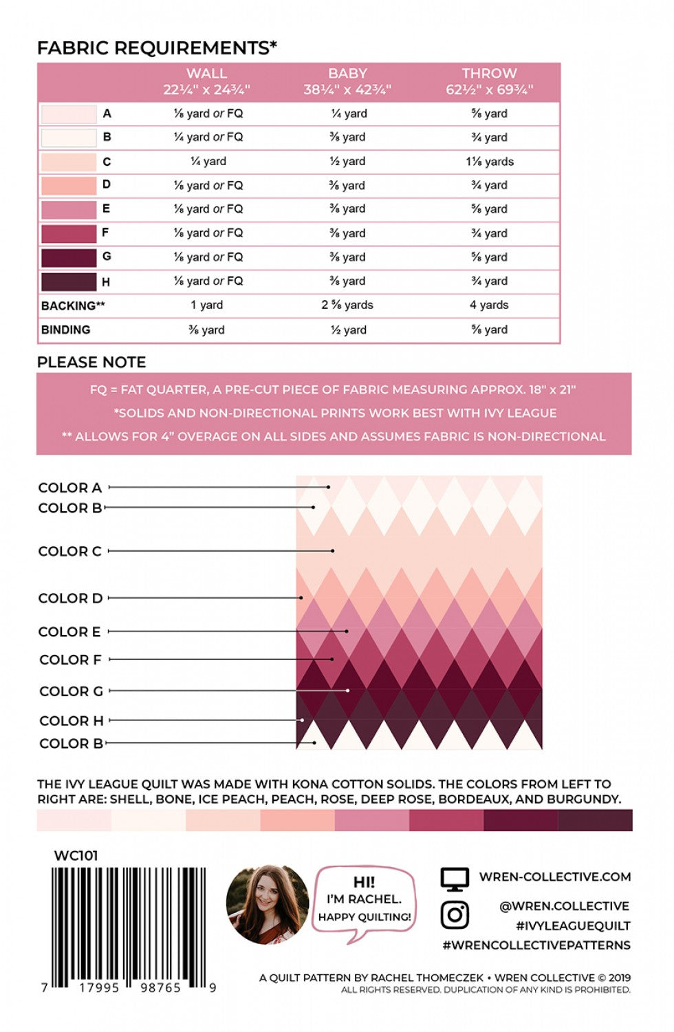 Back of the Ivy League Quilt Pattern by Wren Collective