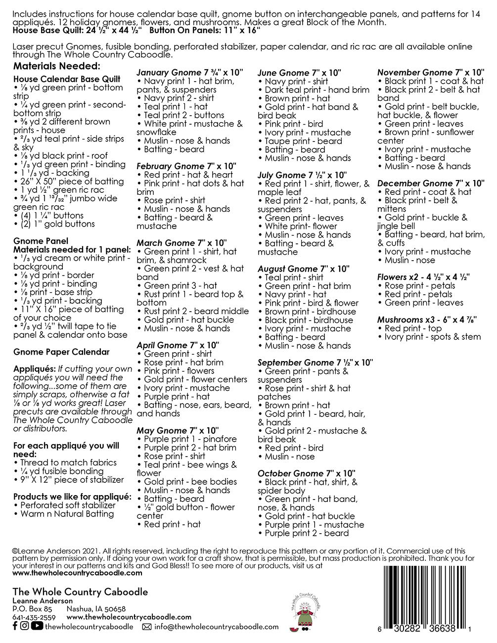 Gnome for the Holidays Canada Calendar Applique Quilt