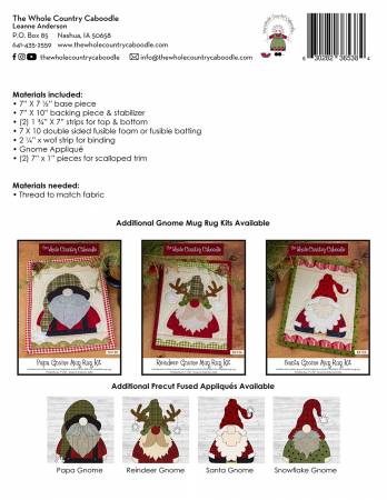 Back of the Snowflake Gnome Mug Rug Kit