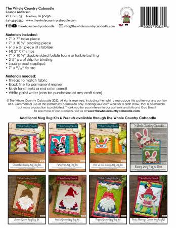 Back of the Spring Kitten Mug Rug Kit by Whole Country Caboodle