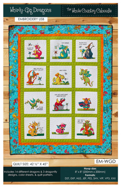 Whirly-Gig Dragon Embroidery - USB