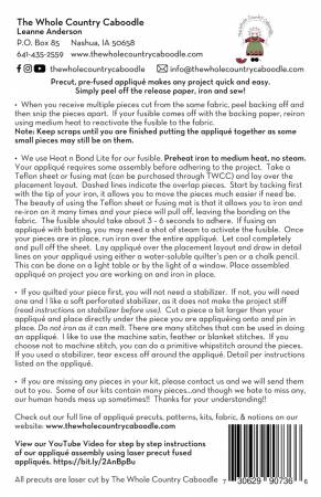 Back of the Bearded Dragon Precut Fused Applique Pack by Whole Country Caboodle