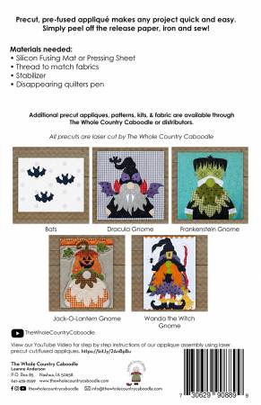 Back of the Frankenstein Gnome Precut Fused Applique Pack