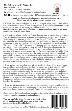 Back of the Mushroom Mouse Precut Fused Applique Pack by Whole Country Caboodle