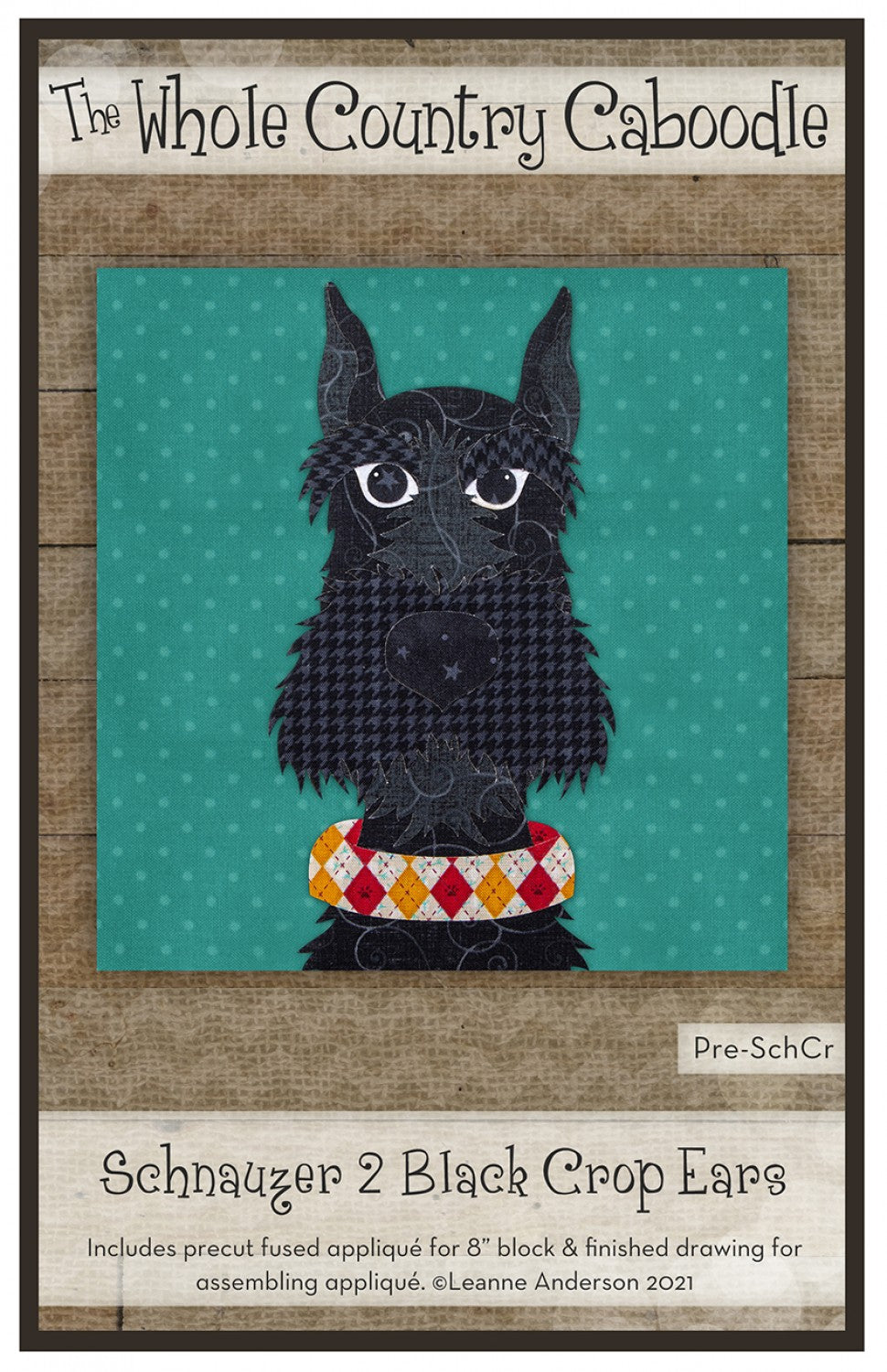 Schnauzer 2 Black Crop Ears Precut Fused Applique Pack