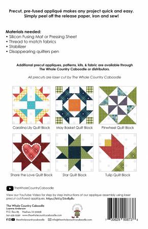 Back of the Star Quilt Block Precut Fused Applique Pack by Whole Country Caboodle