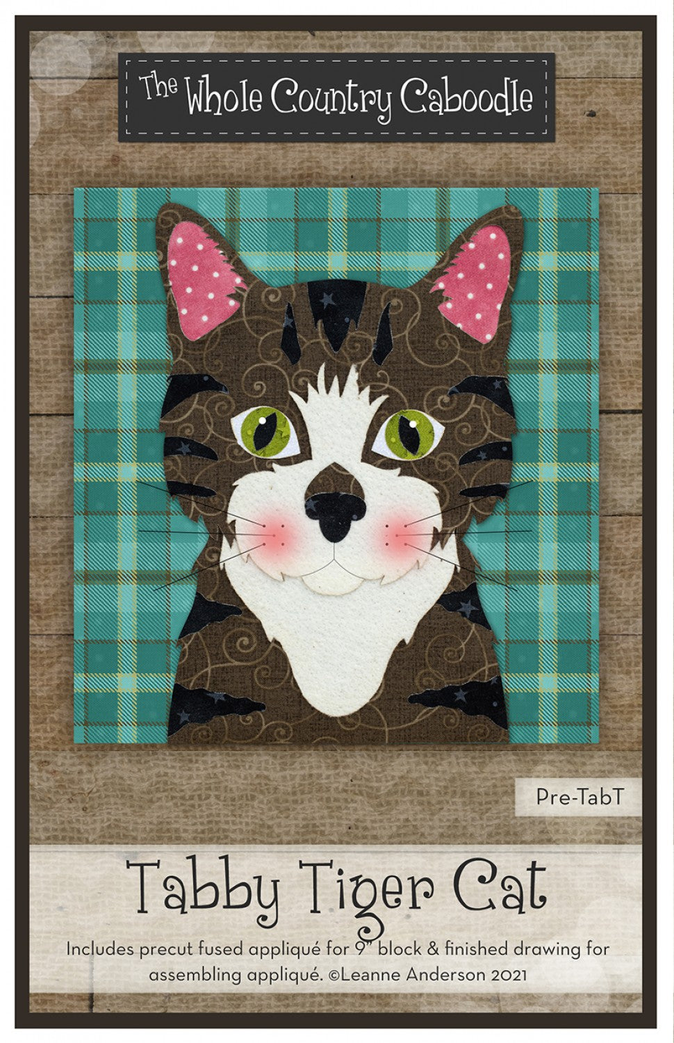 Tabby Tiger Cat Precut Fused Applique Pack by Whole Country Caboodle