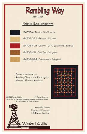 Back of the Rambling Way Square Quilt Pattern by Windmill Quilts