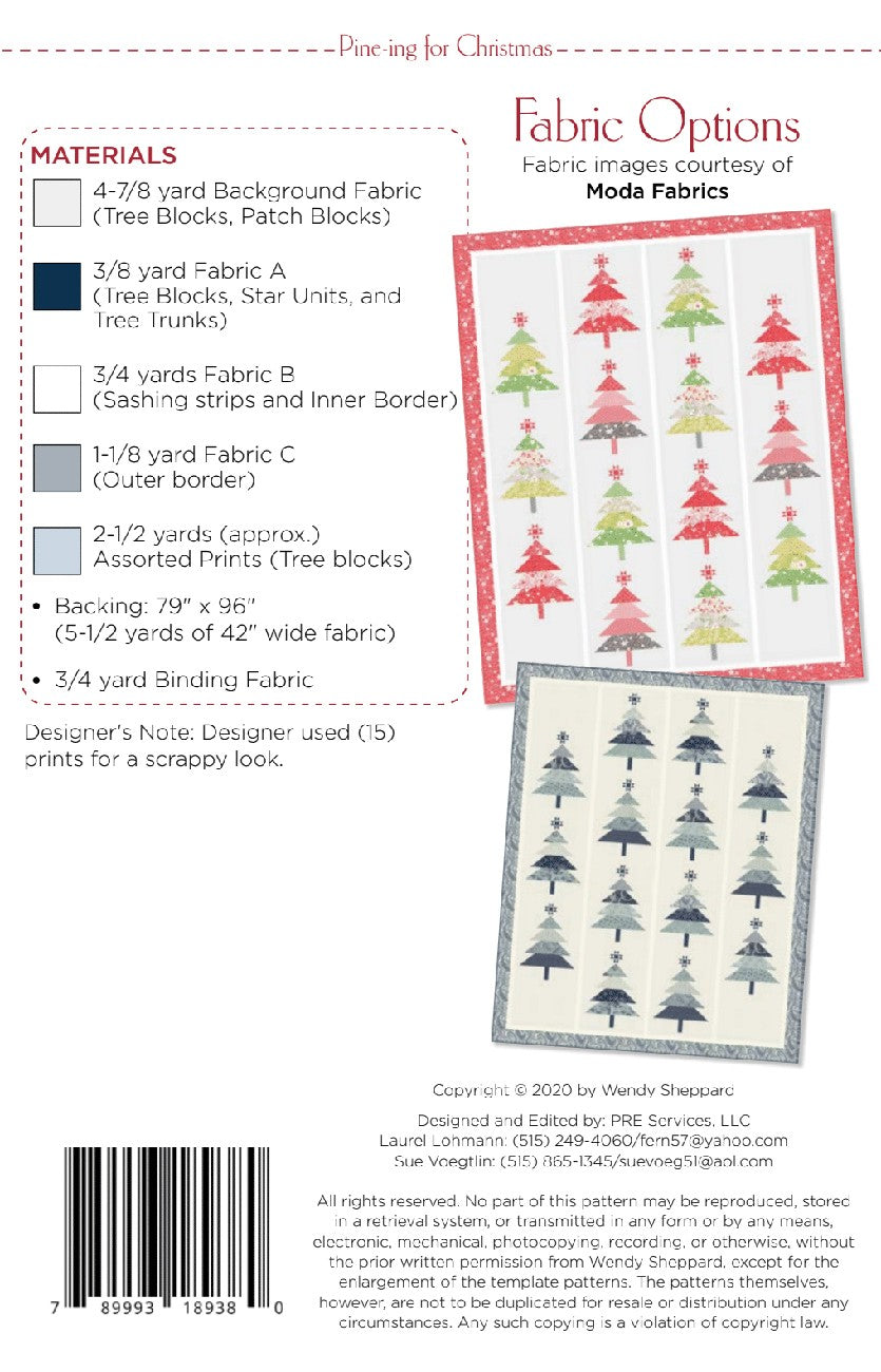 Back of the Pine-ing for Christmas Quilt Pattern by Wendy Sheppard