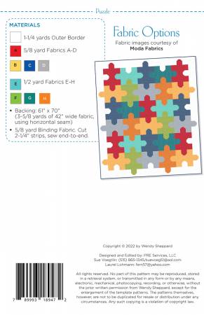 Back of the Puzzle Quilt Pattern by Wendy Sheppard