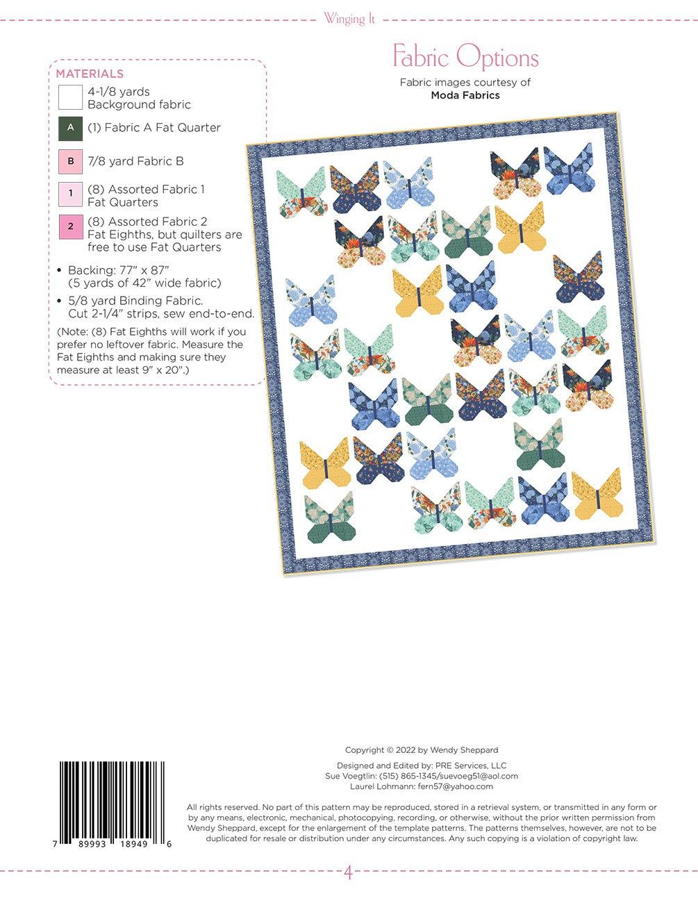 Back of the Winging It Quilt Pattern by Wendy Sheppard