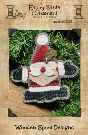 Happy Santa Ornament by Wooden Spool Designs