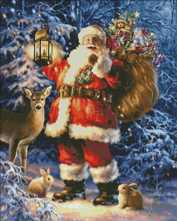 Woodland Santa Gelsinger Cross Stitch By Dona Gelsinger