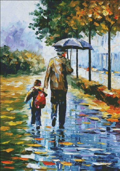 After School Cross Stitch By Leonid Afremov