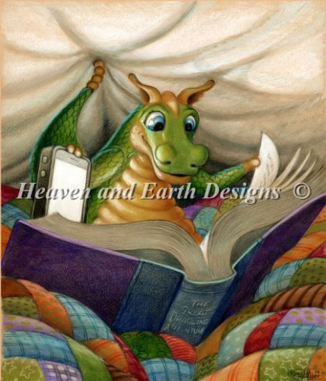 A Little Light Reading Cross Stitch by Randal Spangler