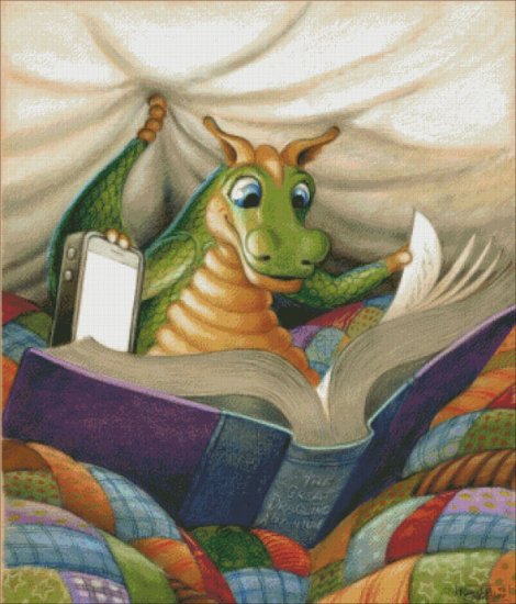 A Little Light Reading Cross Stitch by Randal Spangler