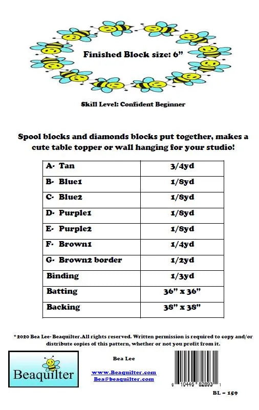 Back of the All Tied Up Downloadable Pattern by Beaquilter