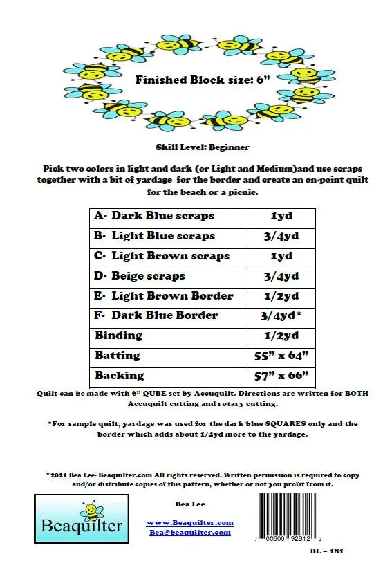 Back of the Beach Bum Downloadable Pattern by Beaquilter