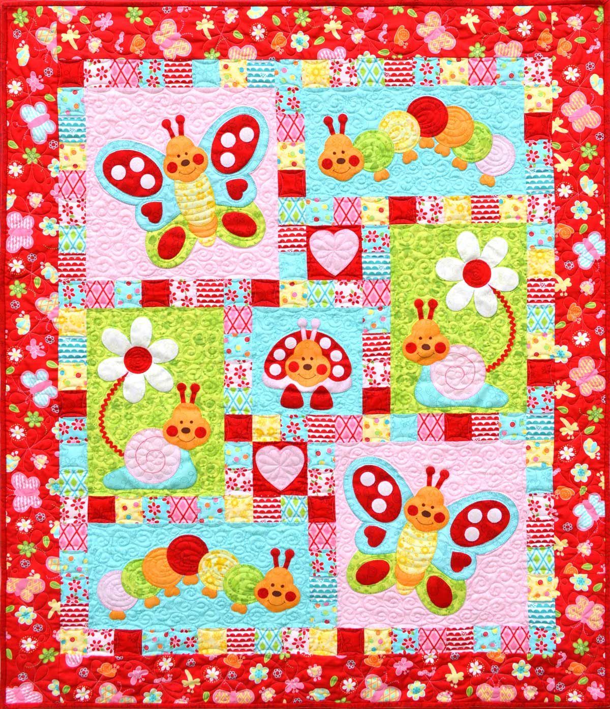 Bugsy Red Downloadable Pattern by Kids Quilts