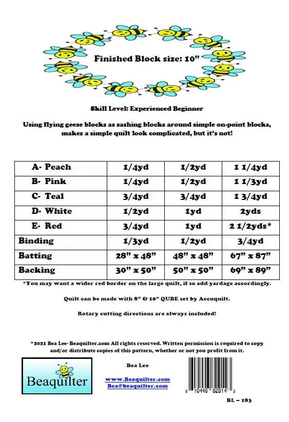 Back of the Camellia Downloadable Pattern by Beaquilter