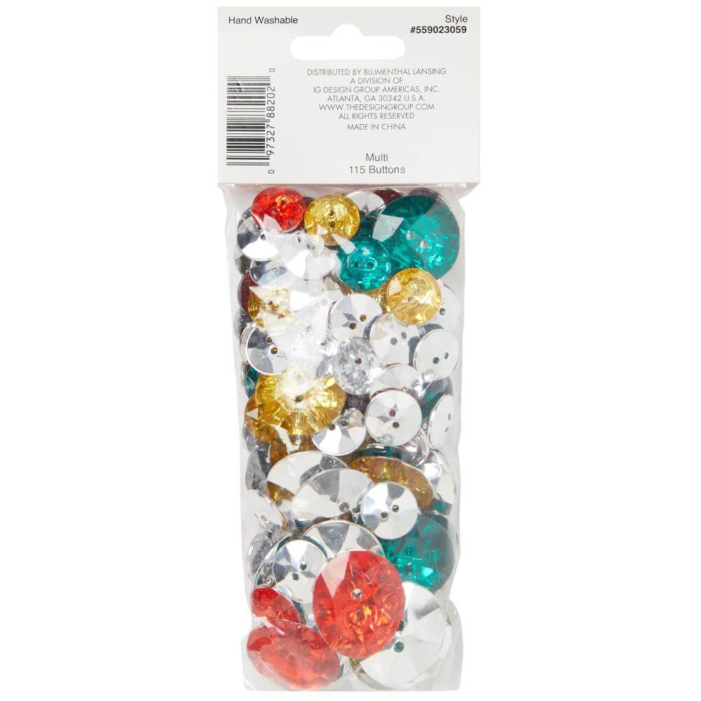 Back of the Christmas Gems button pack packaging