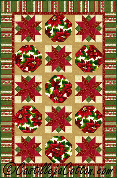 Poinsettia Stars Quilt Pattern by Castilleja Cotton