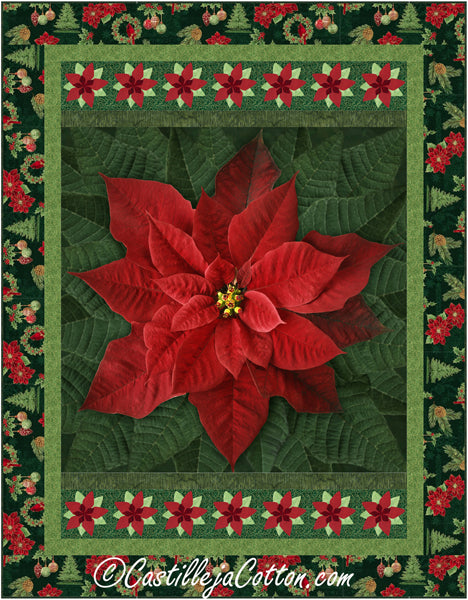 Holiday Poinsettia Red Quilt Pattern by Castilleja Cotton