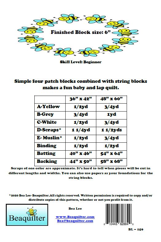 Back of the Contained Downloadable Pattern by Beaquilter