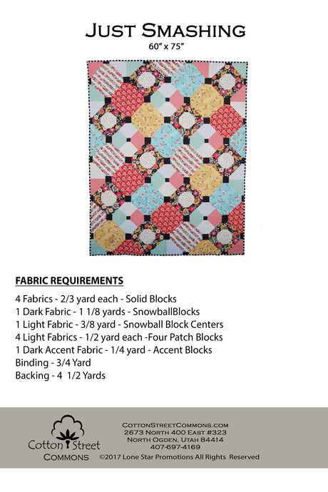 Back of the Just Smashing Downloadable Pattern by Cotton Street Commons