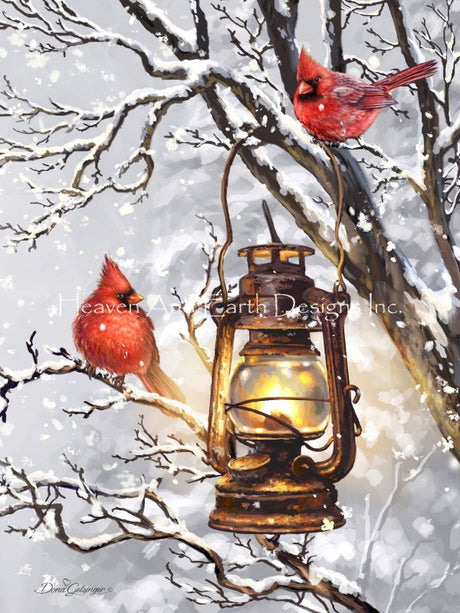 Cozy Cardinals Cross Stitch By Dona Gelsinger