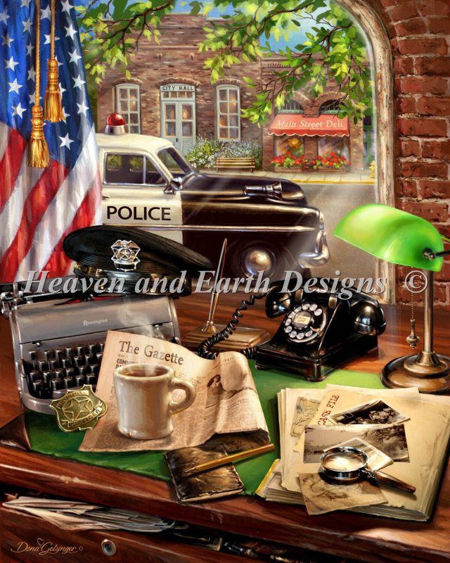 Hometown Hero Police Station Cross Stitch By Dona Gelsinger