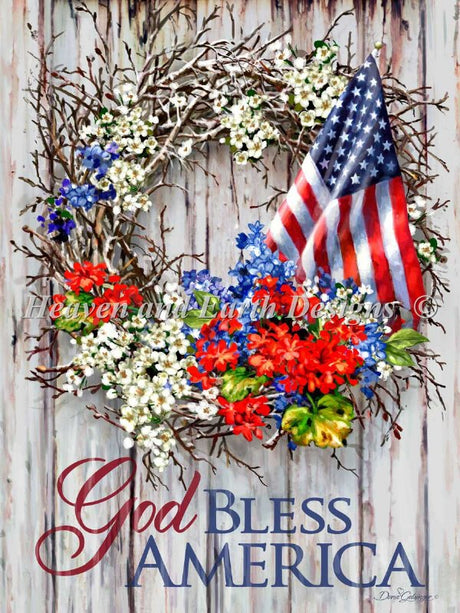 Patriotic Wreath Cross Stitch By Dona Gelsinger